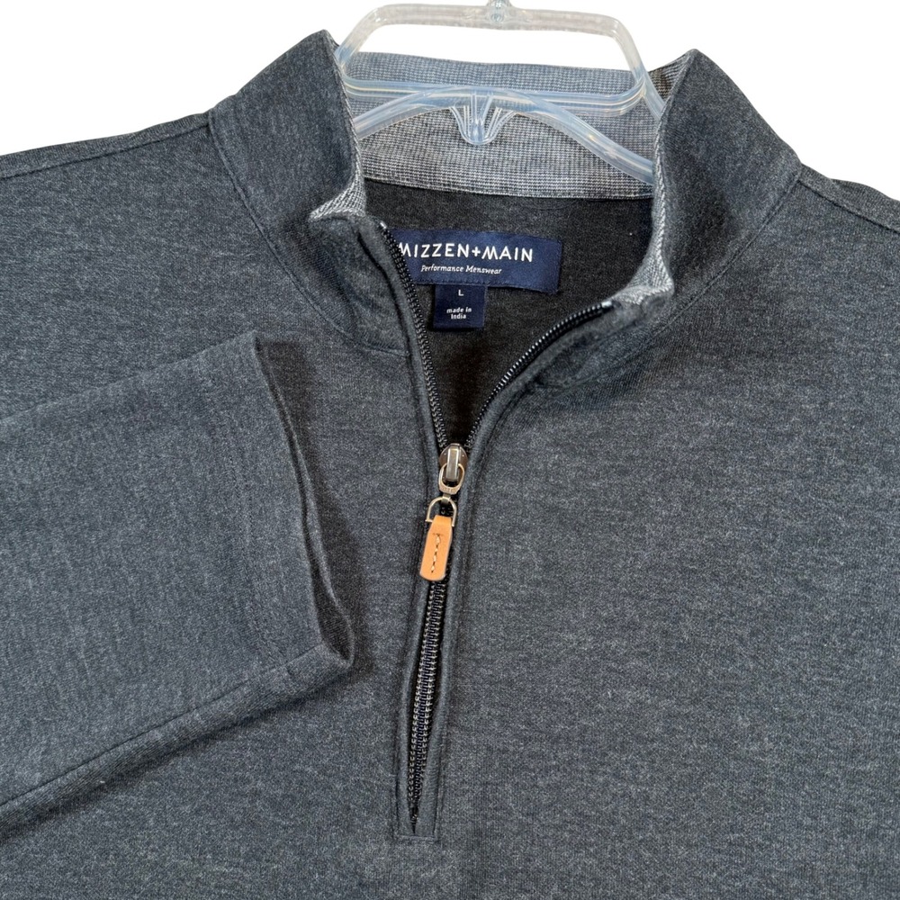 Mizzen+Main Quarter Zip Pullover Mens Large Charcoal Gray Performance